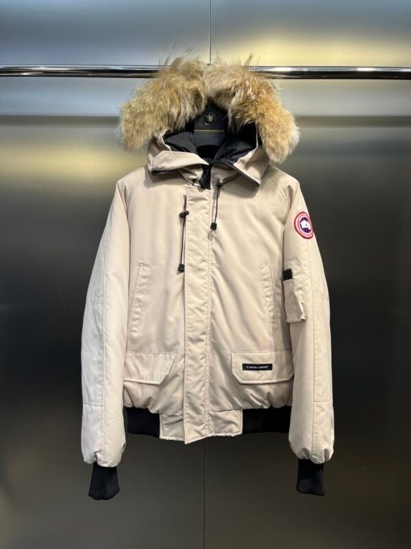 CG Fur-Trim Hooded Jacket with Utility Pockets - Light Beige