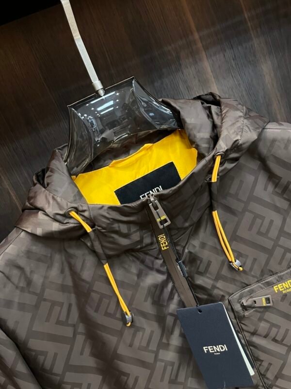 FND All-Over Monogram Hooded Zip-Up Jacket - Brown