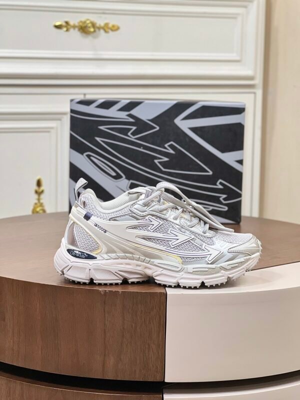 OFFW Mesh Trainers with Graphic Panel Details - White