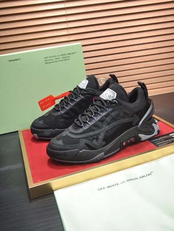 OFFW Chunky Trainers with Layered Panel Details - Black