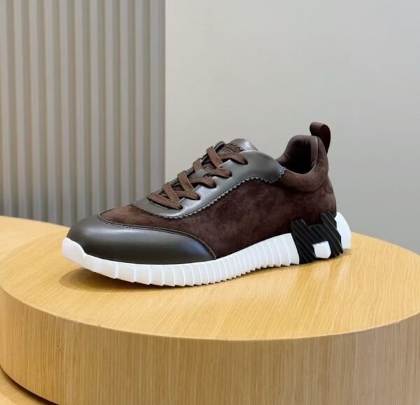 HRMS Leather & Suede Trainers – Brown with Black Accents