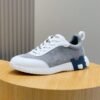 HRMS Leather & Suede Trainers – Grey with White Accents