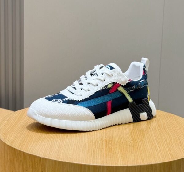HRMS Printed Canvas & Leather Low-Top Trainers – Multicolor