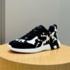 HRMS Cow-Print Canvas & Leather Low-Top Trainers – Black & White
