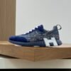 HRMS Circuit Board Pattern Suede & Leather Trainers – Navy Blue