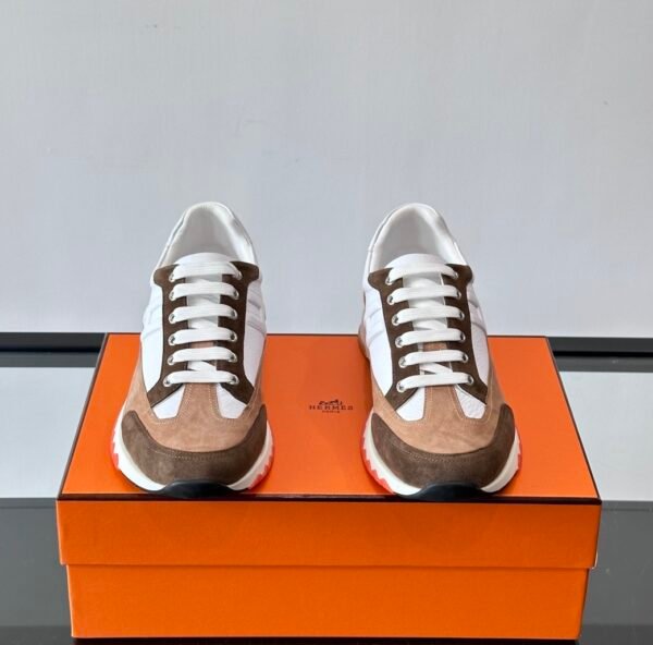 HRMS Low-Top Suede & Leather Trail Trainers – Brown & White Contrast