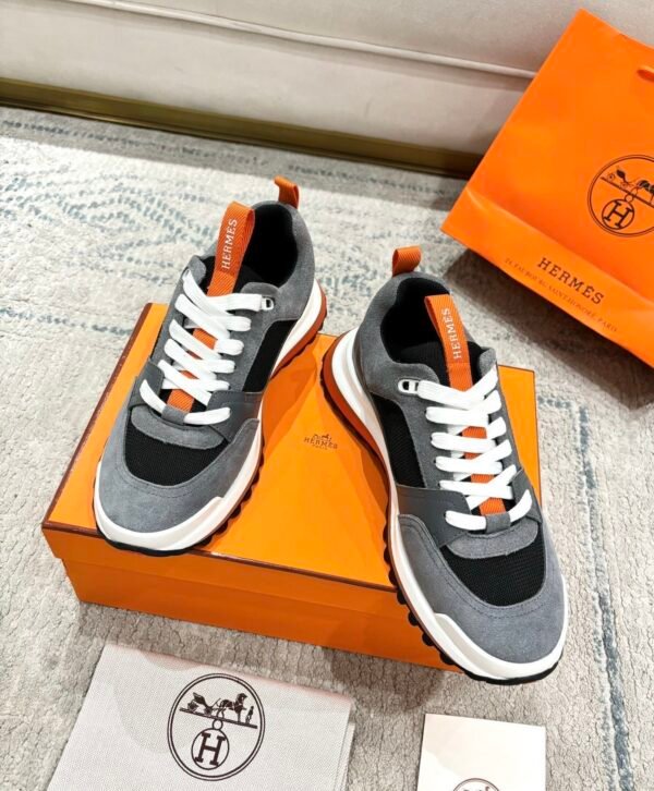 HRMS Low-Top Suede Mesh & Leather Trail Trainers – Grey & Black