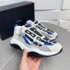 AMR Mesh & Suede Bone Runner Trainers - White Black & Blue