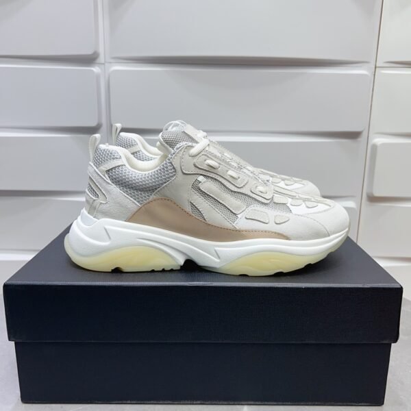 AMR Mesh & Suede Bone Runner Trainers – Alabaster