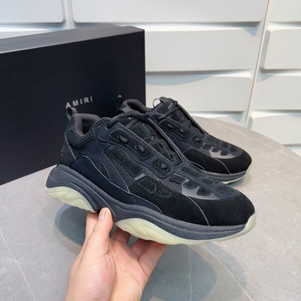 2 AMR Mesh & Suede Bone Runner Trainers – Black