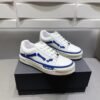 AMR Low-Top Leather Skel Trainers – White & Blue Accents