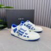 AMR Skel Leather Trainers – White with Blue Accents