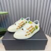 AMR Skel Leather Trainers – White with Holographic Green Accents