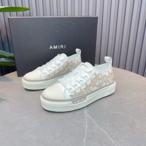 AMR Stars Court Low Mesh & Leather with Glitter Trainers - Alabaster