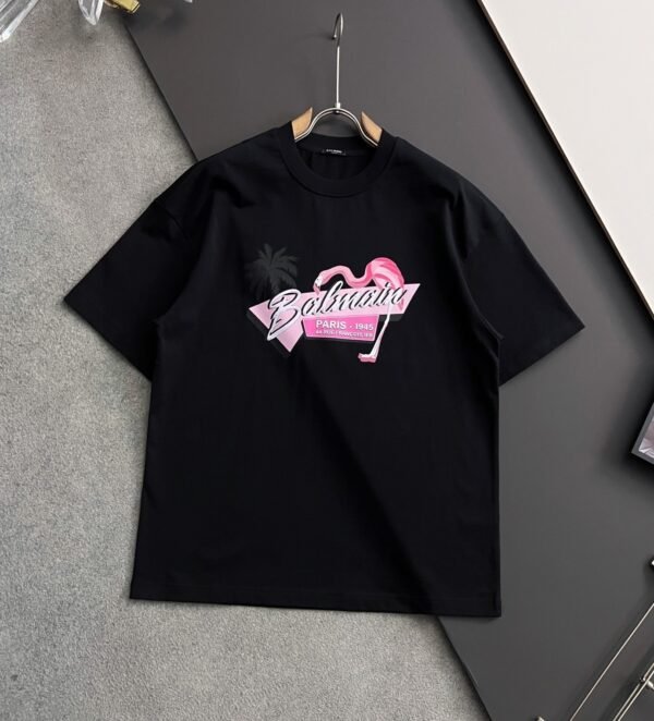 2 BLMN Paris 1945 Pink Flamingo Graphic T-Shirt