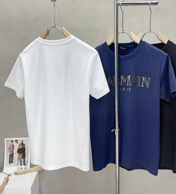 BLMN Paris Gold Foil Logo Crewneck Cotton T-Shirt