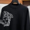 VRSC Medusa Motif Crewneck Jumper with Greca Sleeve Detail – Black