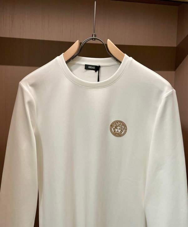 VRSC Gold-Tone Medusa Embossed Logo Slim-Fit Knit Jumper – White