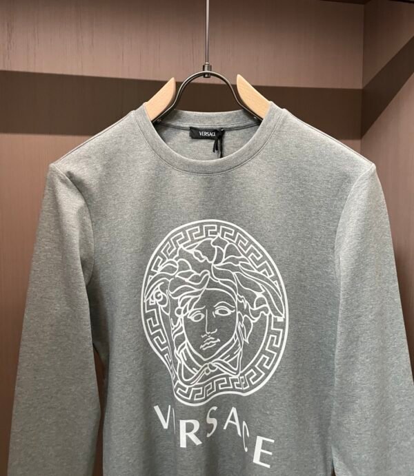 VRSC White Medusa Head Motif Cotton Crewneck Jumper – Grey