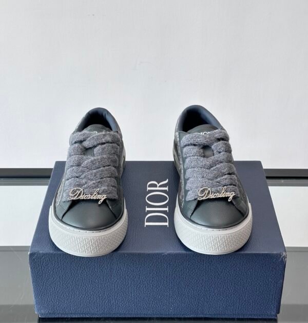 2 DXR CD Spin Grained Calfskin & Oblique Canvas Trainers – Anthracite Grey