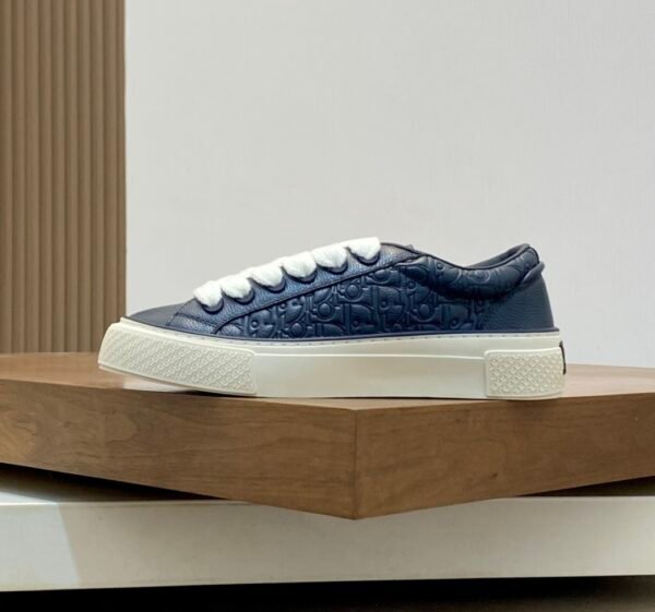 DXR CD Low-Top Oblique Leather Trainers – Navy Blue