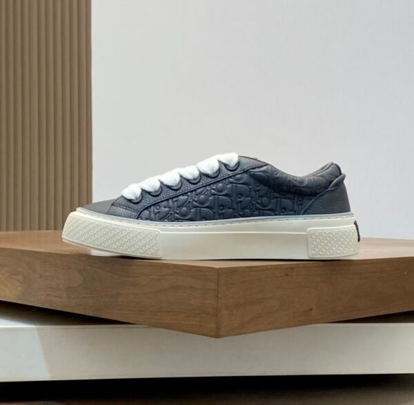 DXR CD Low-Top Oblique Leather Trainers – Black