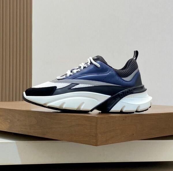 DXR Technical Mesh & Leather Trainers – Blue & Black