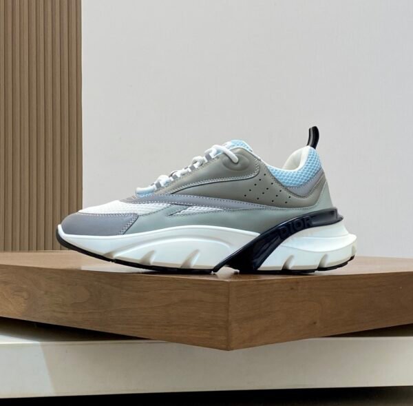 DXR Technical Mesh & Leather Trainers – Grey & Blue