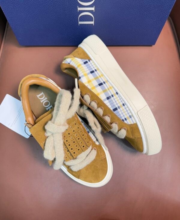 DXR CD Tan Suede Fringed Tongue & Mohair Laces Spin Trainers