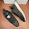 DXR CD Grey & Black Oblique Jacquard Leather Accents Runner Trainers