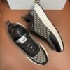 DXR CD Beige & Black Oblique Jacquard Leather Accents Runner Trainers