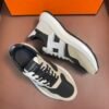 HRMS Suede Low-Top Black Accents Trainers – Beige & White