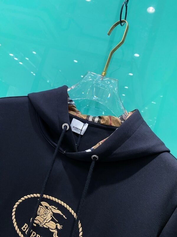 2016d8a6 BRBY Check Elbow-Patch Hooded Jumper - Black