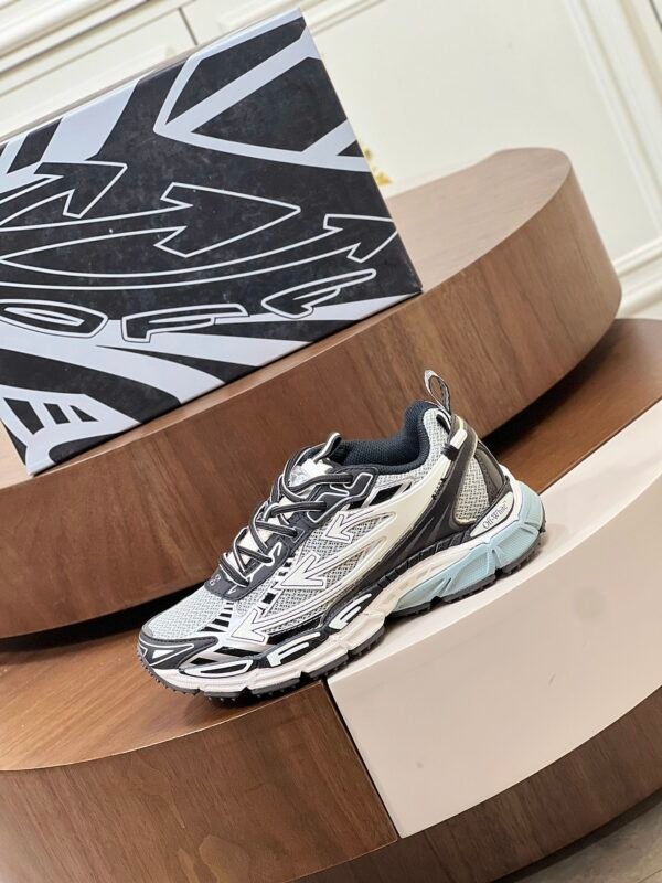 OFFW Mesh Trainers with Graphic Panel Details - Black/White