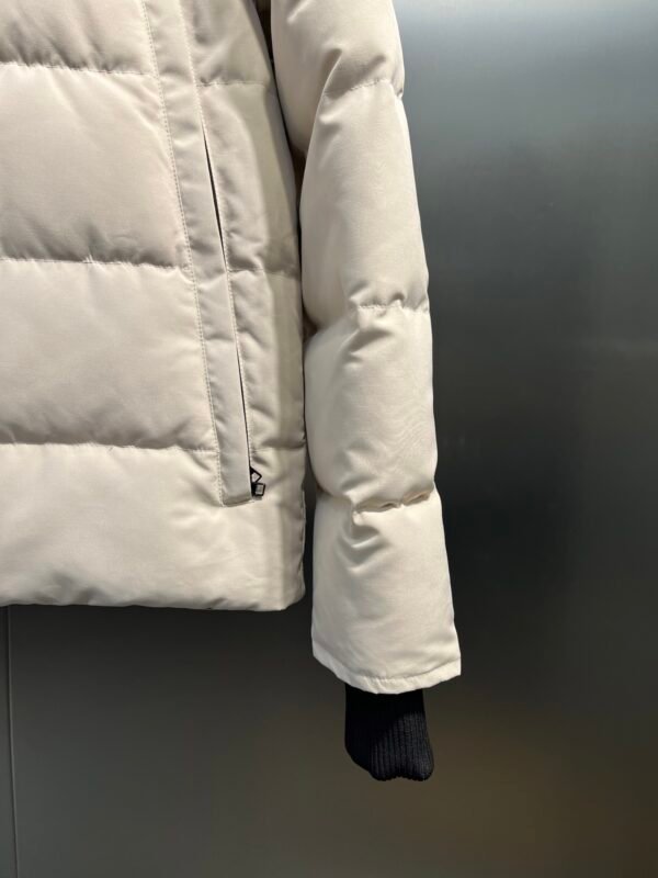 CG Puffer Jacket with Ribbed Collar - White