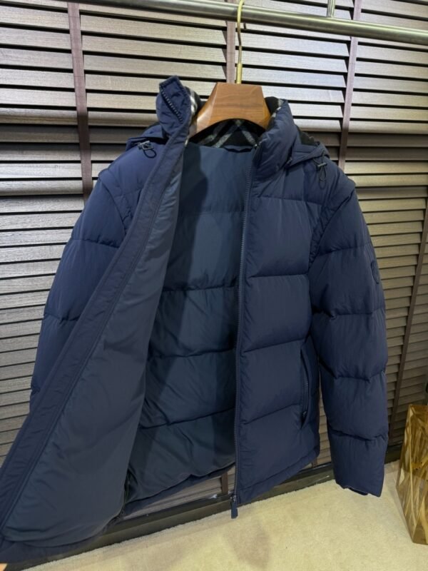 BRBY Hooded Padded Puffer Jacket - Navy Blue