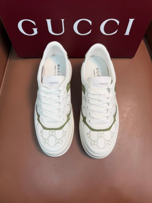 GCCI Trainers with Olive Contrast Panels and Monogram Pattern
