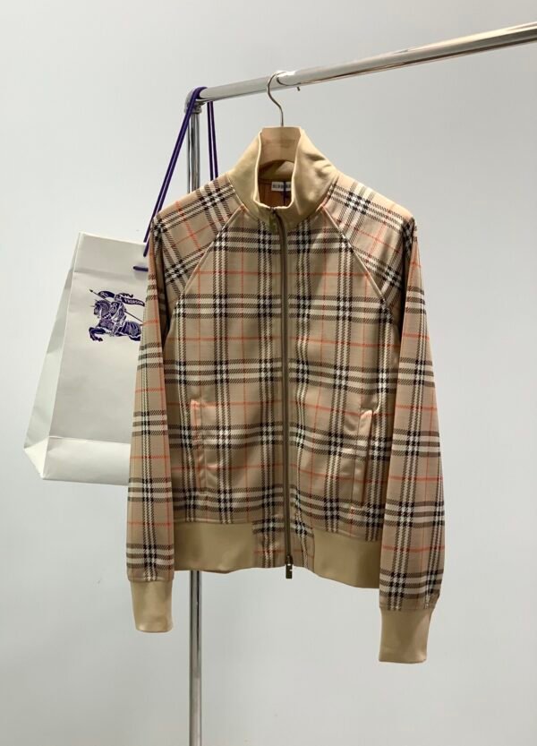 BRBY Check Zip-Up Jacket - Beige