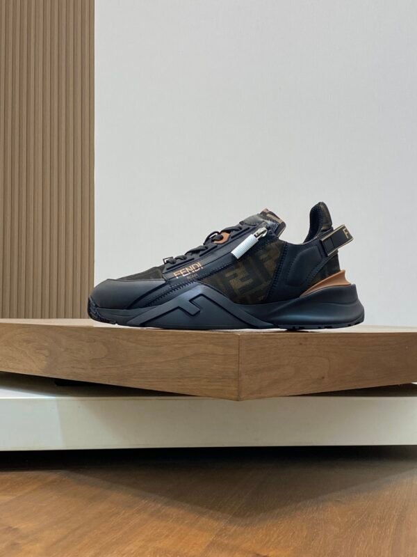 236727ca (1) FND Monogram Panel Trainers - Black