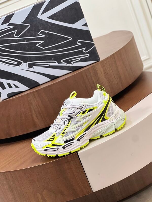 OFFW Mesh Trainers with Graphic Panel Details - White/Yellow