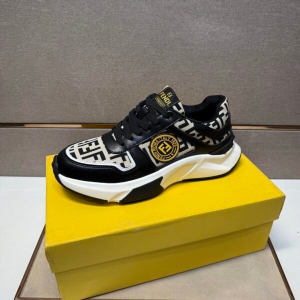 FND Low-Top Chunky Trainers with All Over Pattern - Black/Cream