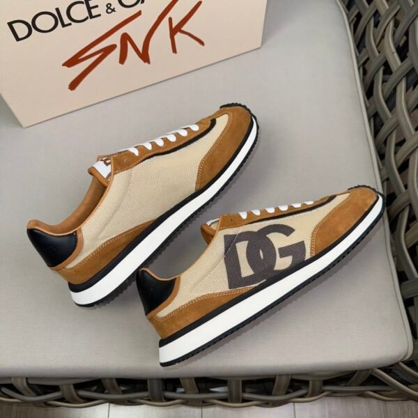 DG Low-Top Trainers with Tan & Beige Contrast Panels