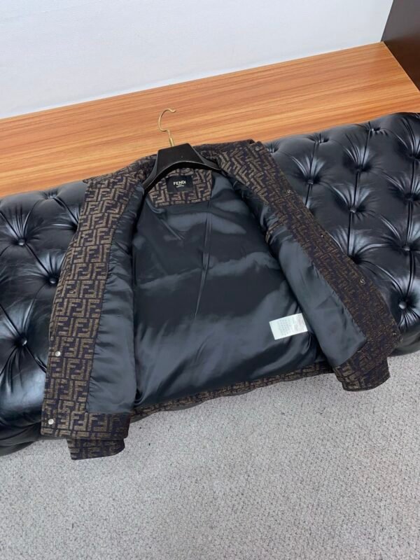 FND All-Over Pattern Button-Front Jacket - Dark Brown