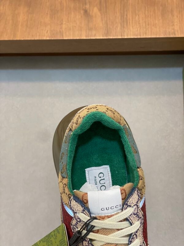 GCCI Trainers with All-Over Monogram Pattern - Red/Beige