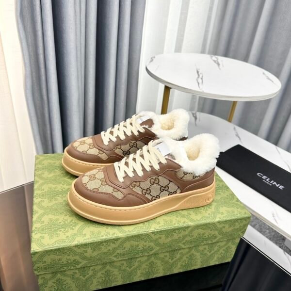 2619c518 GCCI Monogram Trainers with Plush-Lined Collar - Brown