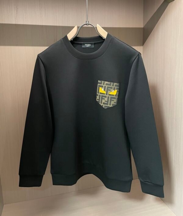 26274629 FND Crew Neck Jumper with Graphic Eye Detail - Black