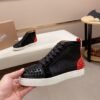 CLB High-Top Trainers with Studded Toe and Red Heel Accent - Black