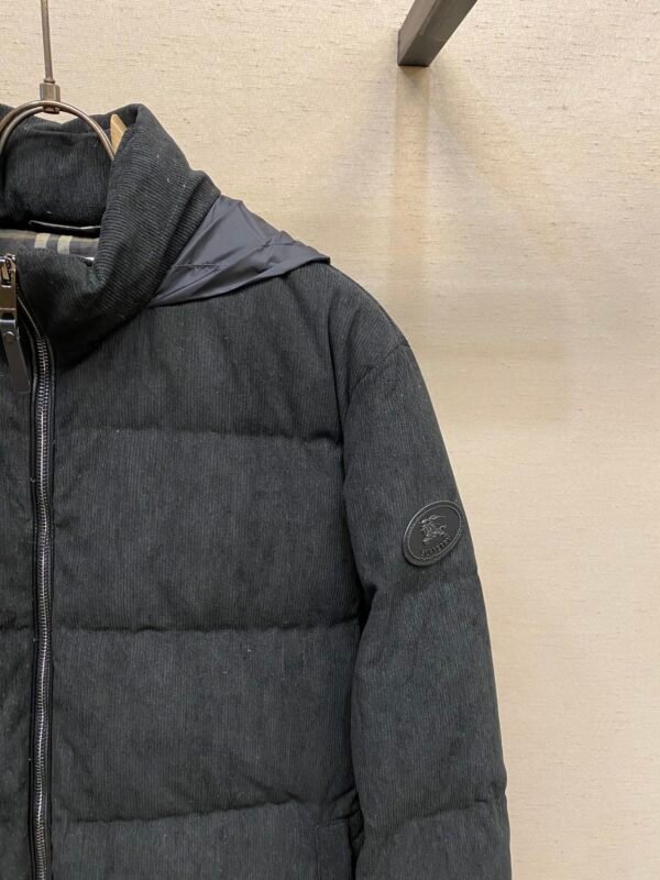 BRBY Hooded Puffer Jacket with Check Lining - Black