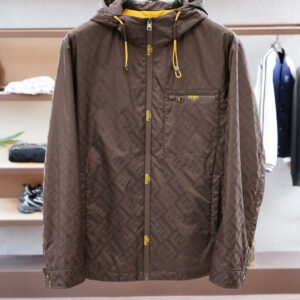2731a4f7 FND All-Over Monogram Hooded Zip-Up Jacket - Chocolate Brown