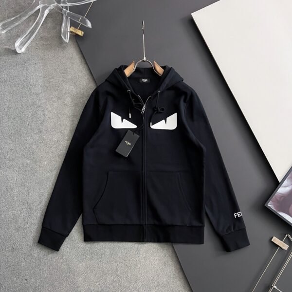 FND Zip-Up Hooded Jacket with Eye Graphic Details